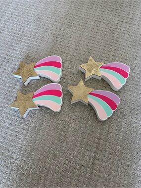 Set of 4 Glitter Star Shooting Comet Wall Decor - Pink, Mint, Lilac, Gold
